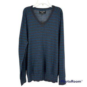 Banana Republic Italian Merino Wool by Baruffa Sweater Large Grey‎ Blue Striped